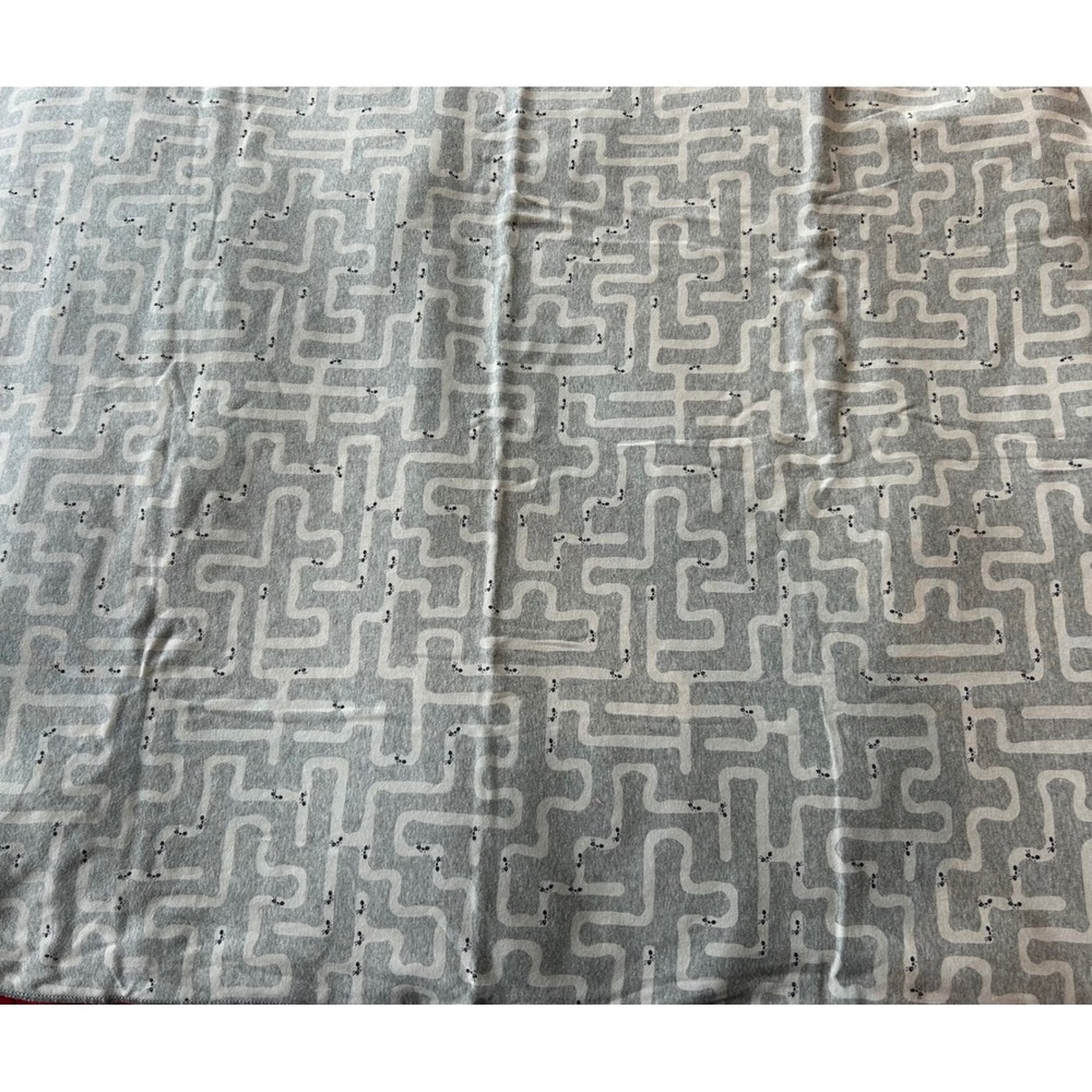 Baby Gap One‎ Size Gray Ant Print Stripe Reversible Blanket